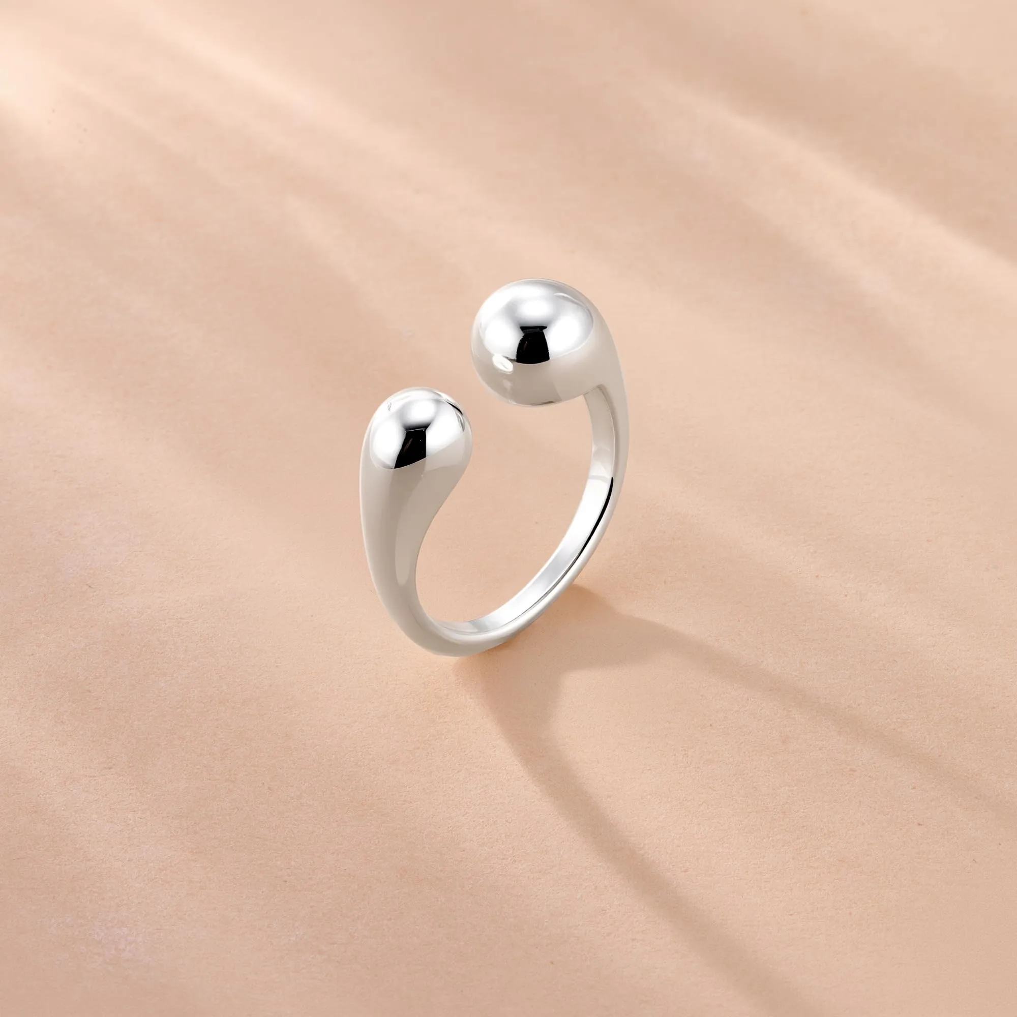 ALEXCRAFT Anello Argento Donna Doppia Goccia Largo Aperto Regolabile - immagine 4