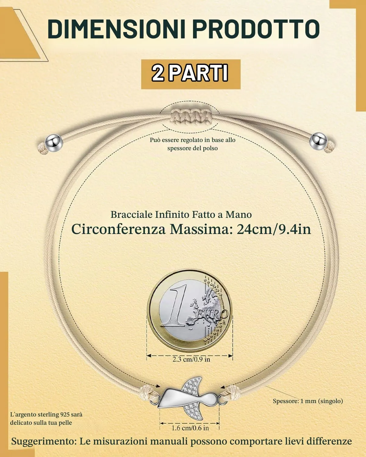 CULEB 2 Pezzi Bracciale Angelo Custode in Argento,Bracciale Portafortuna con Cordoncino Intrecciato Regolabile, Regalo per Cresima, Battesimo e Comunione per Ragazze Ragazzo Donne - immagine 2