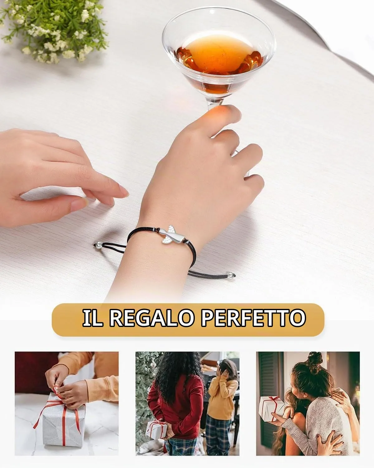 CULEB 2 Pezzi Bracciale Angelo Custode in Argento,Bracciale Portafortuna con Cordoncino Intrecciato Regolabile, Regalo per Cresima, Battesimo e Comunione per Ragazze Ragazzo Donne - immagine 6