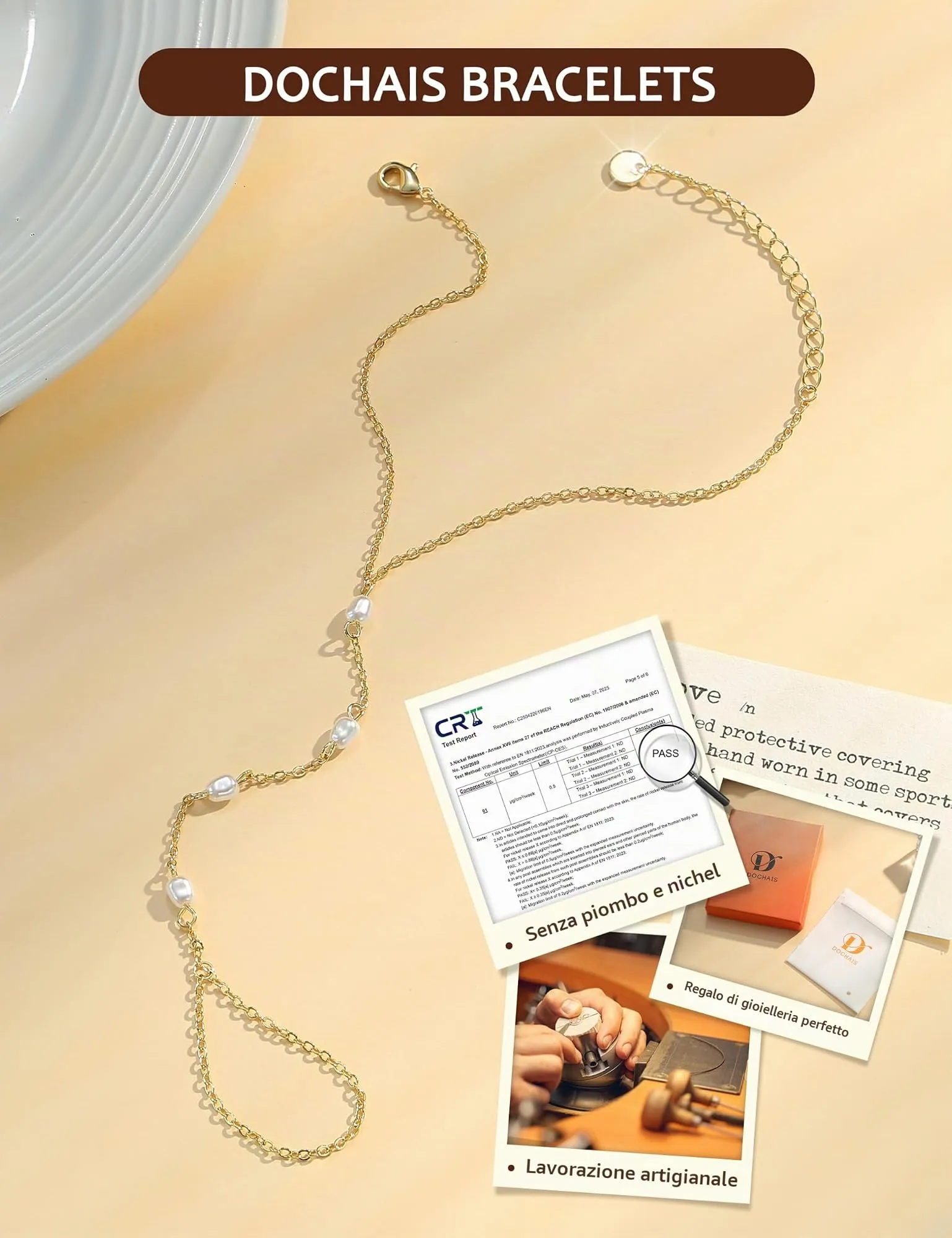 Dochais Braccialetti Donna, Braccialetto Mano con Anello - immagine 7