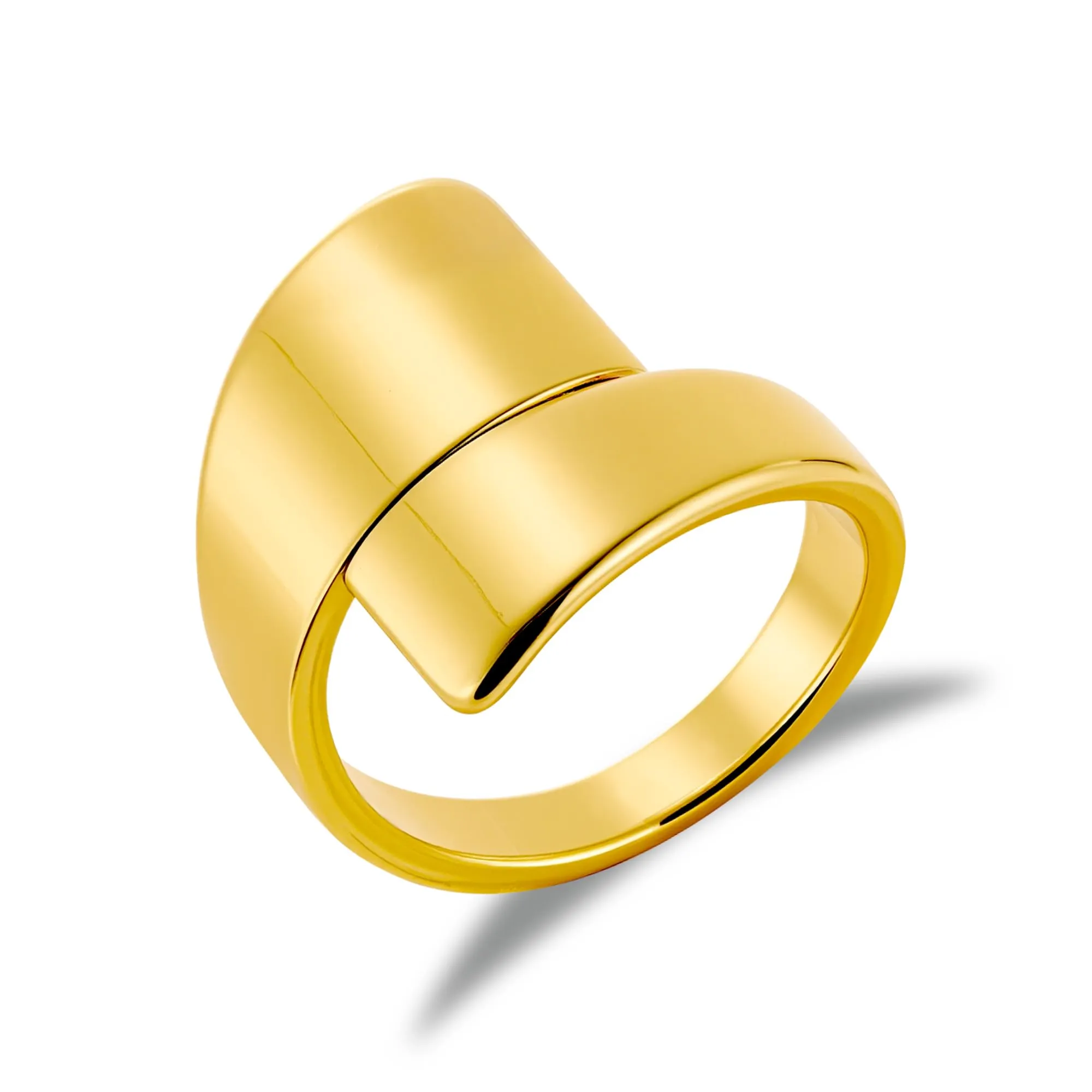 ALEXCRAFT Anello Donna Oro 18K Largo Chunky Liscio Chiuso Taglia 7 - immagine 1