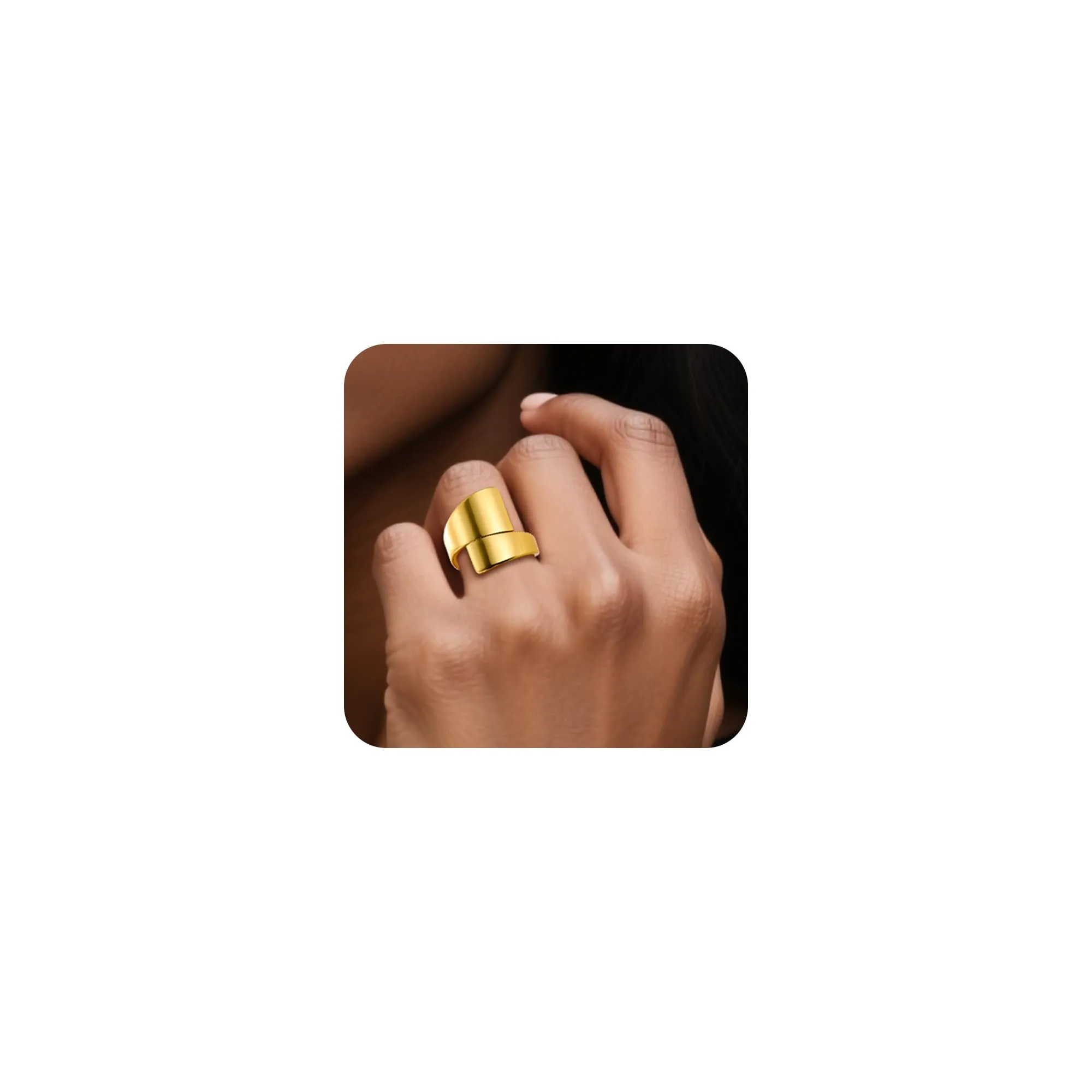 ALEXCRAFT Anello Donna Oro 18K Largo Chunky Liscio Chiuso Taglia 7 - immagine 2