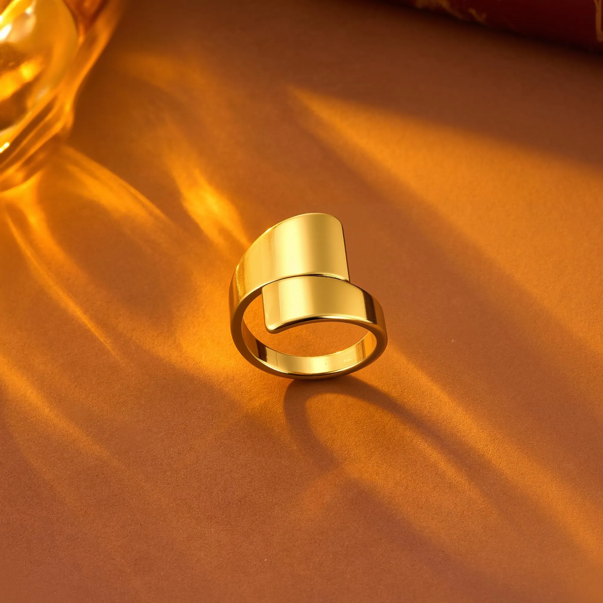 ALEXCRAFT Anello Donna Oro 18K Largo Chunky Liscio Chiuso Taglia 7 - immagine 6