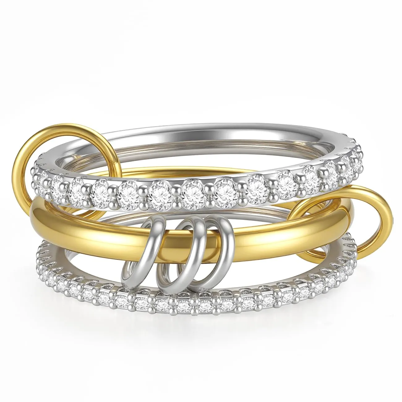 Emibele Anelli Impilabili per Donna, Fascia Mista Oro-Argent, Misura 6 - immagine 1