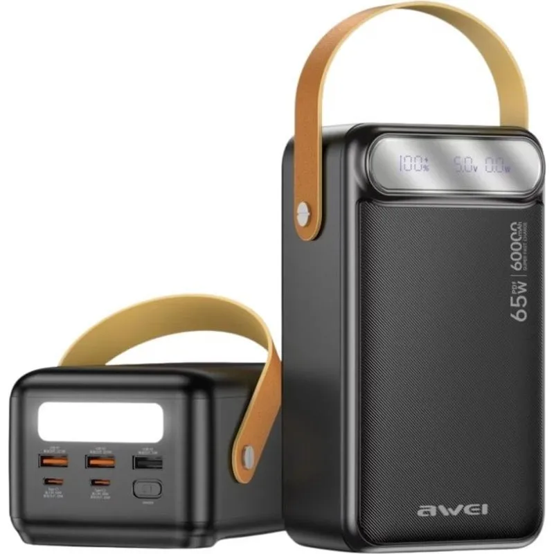 Powerbank Awei PA-82 60000 mAh 65W USB-C Power Delivery con torcia - immagine 1