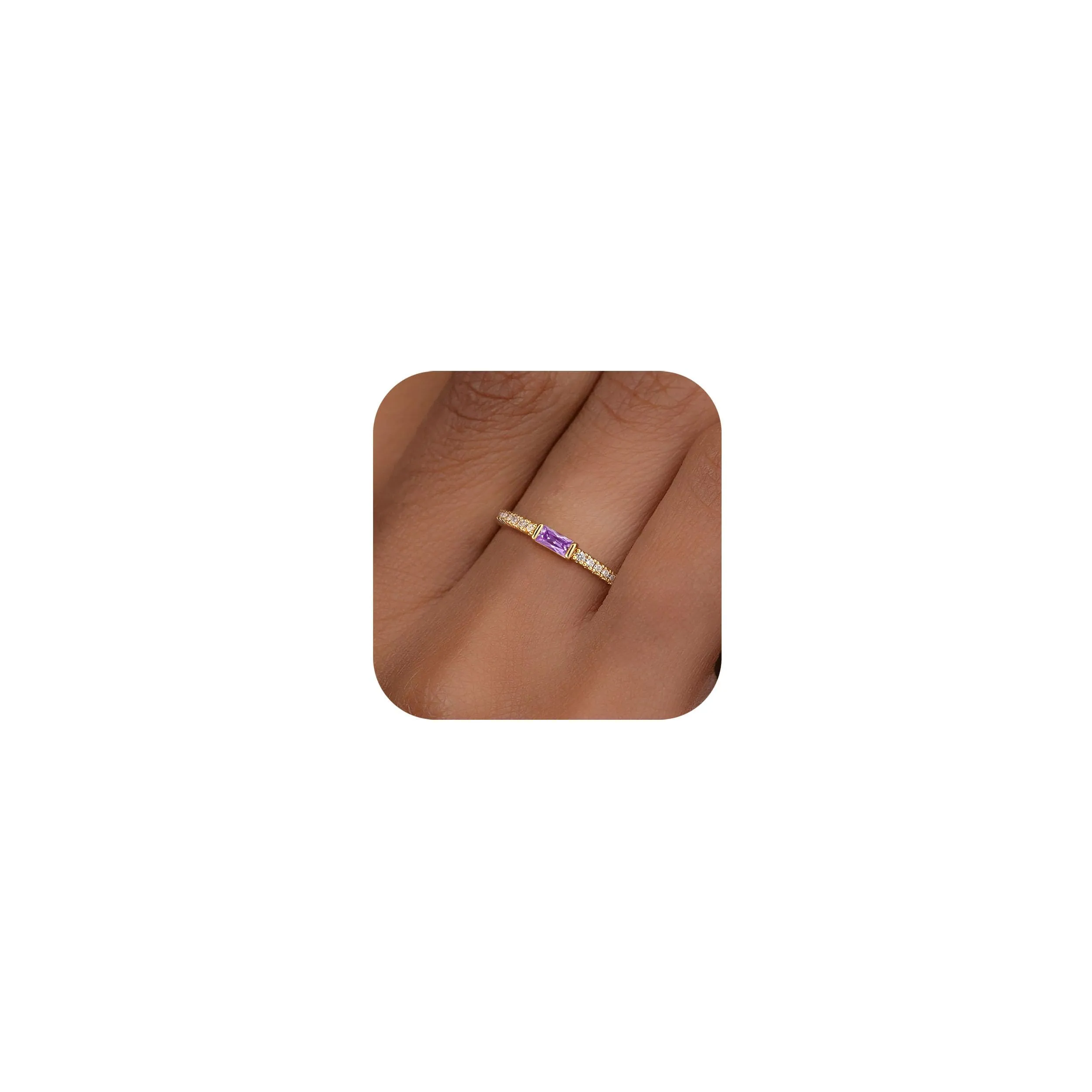 ZOERAY Anelli Donna con Pierre D'anniversaire Anello Oro Donna 18k con Moissanite Acquamarina Ametista Fedine Fidanzamento Fedi Nuziali Anello con Pietra Verde Mignolo Pollice Regalo Compleanno - immagine 1