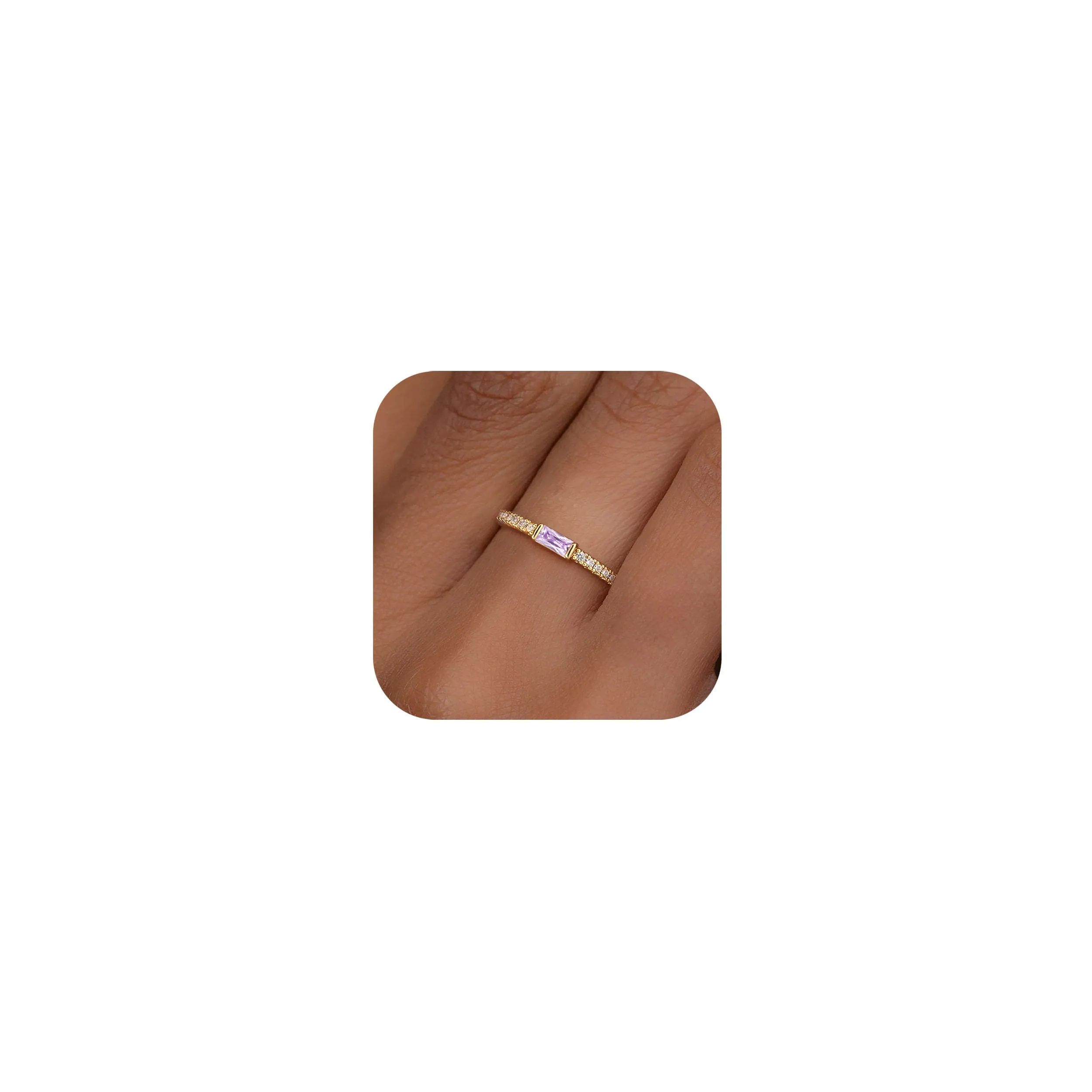 ZOERAY Anelli Donna con Pierre D'anniversaire Anello Oro Donna 18k con Moissanite Acquamarina Ametista Fedine Fidanzamento Fedi Nuziali Anello con Pietra Verde Mignolo Pollice Regalo Compleanno - immagine 1
