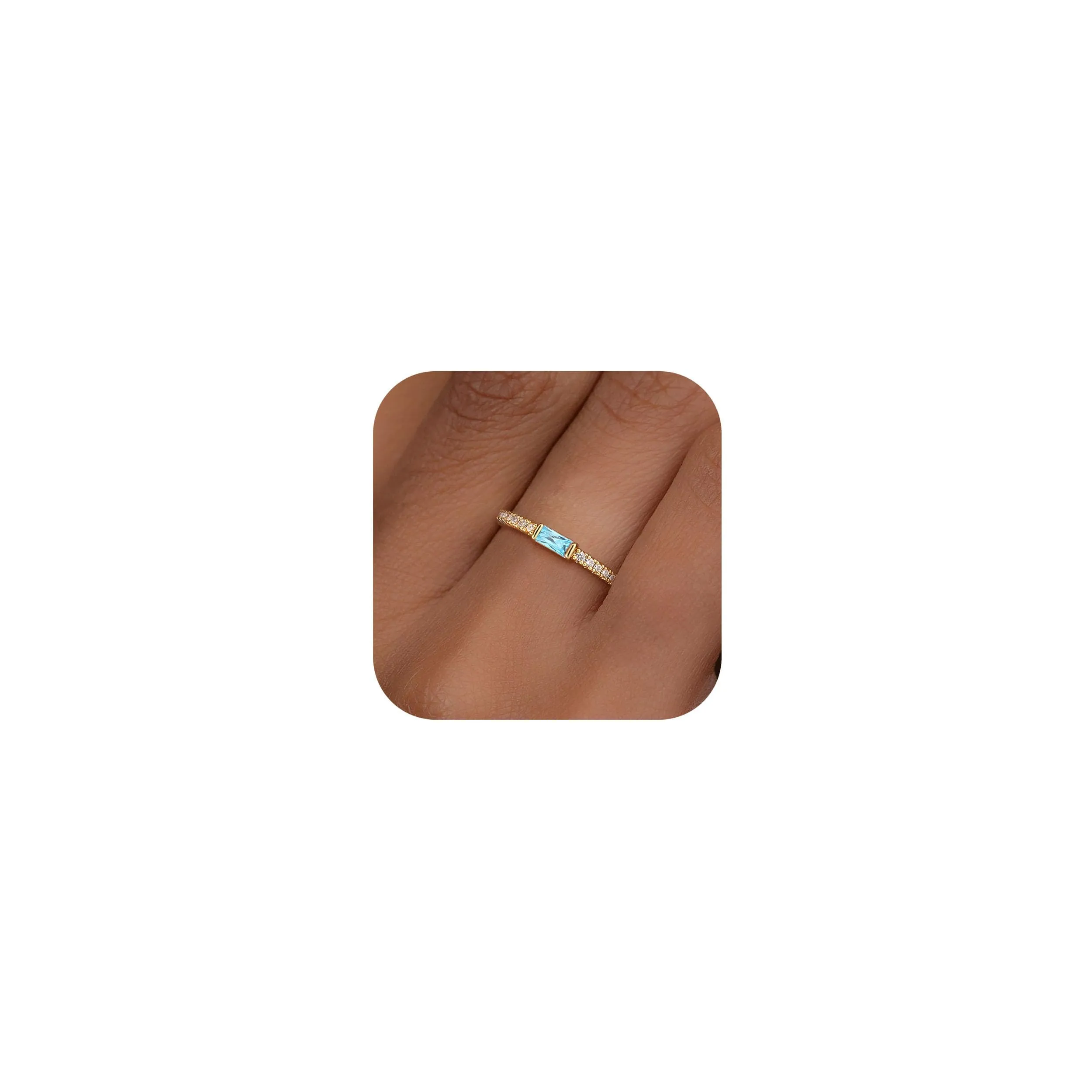 ZOERAY Anelli Donna con Pierre D'anniversaire Anello Oro Donna 18k con Moissanite Acquamarina Ametista Fedine Fidanzamento Fedi Nuziali Anello con Pietra Verde Mignolo Pollice Regalo Compleanno - immagine 7
