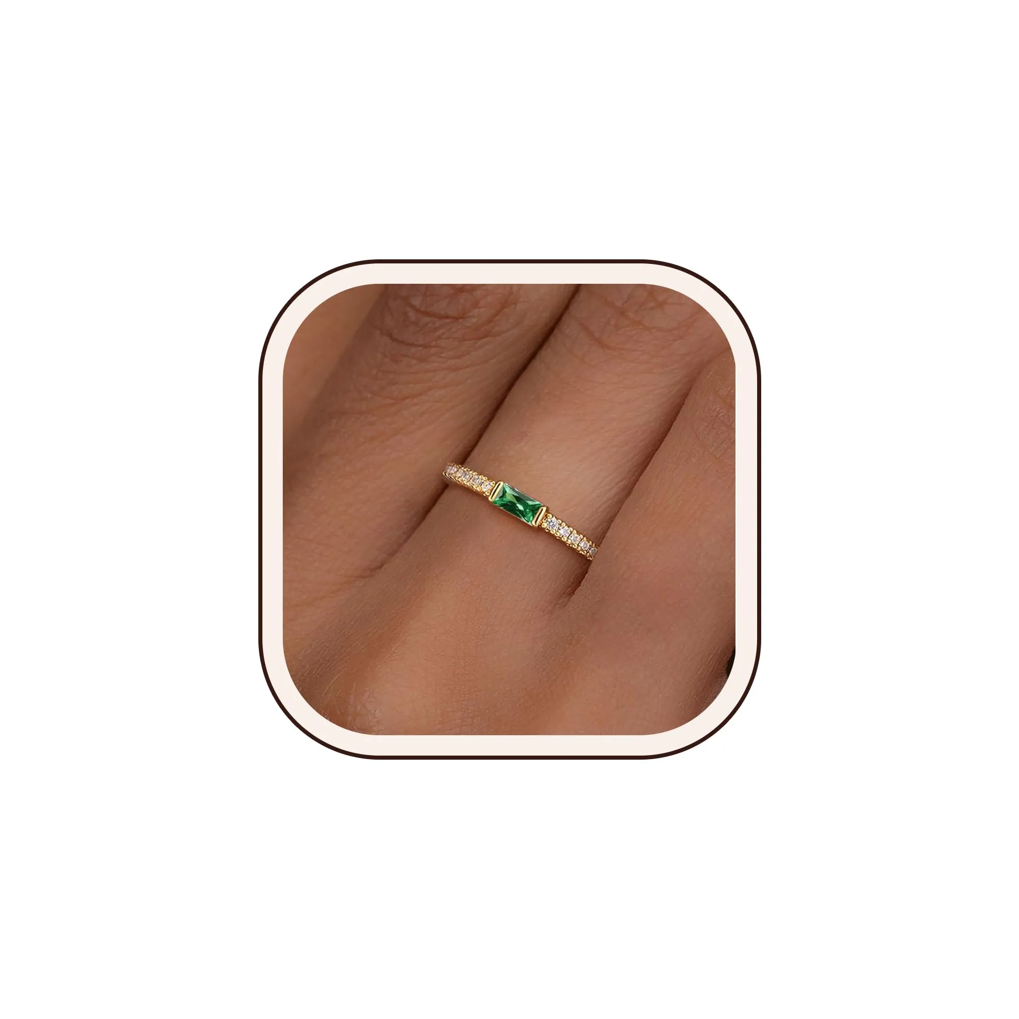 ZOERAY Anelli Donna con Pierre D'anniversaire Anello Oro Donna 18k con Moissanite Acquamarina Ametista Fedine Fidanzamento Fedi Nuziali Anello con Pietra Verde Mignolo Pollice Regalo Compleanno - immagine 1