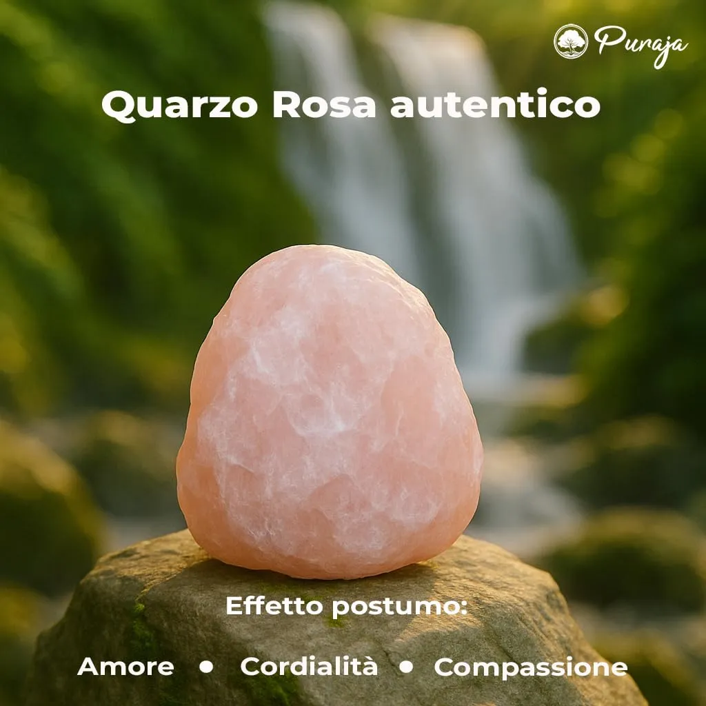 PURAJA Anello con pietra preziosa vera pietra naturale: Quarzo Rosa | Anello elastico antistress | Con perle da 3 mm in minerali di alta qualità - immagine 7