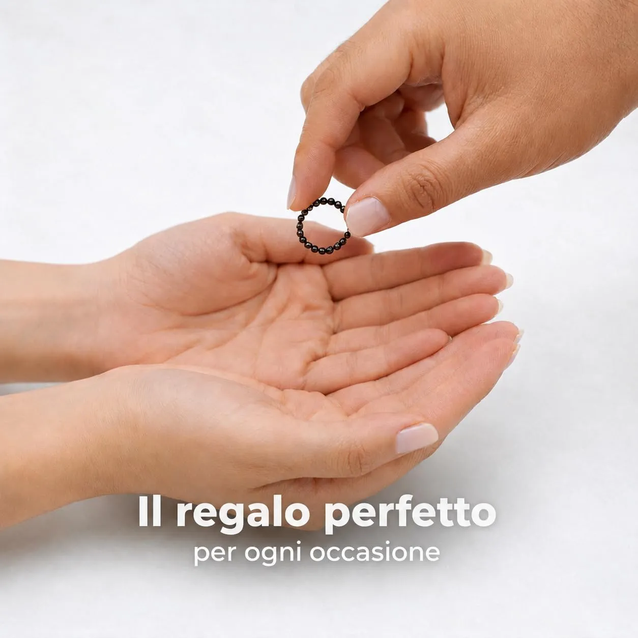 PURAJA Anello con pietra preziosa vera pietra naturale: Tormalina | Anello elastico antistress | Con perle da 3 mm in minerali di alta qualità - immagine 6