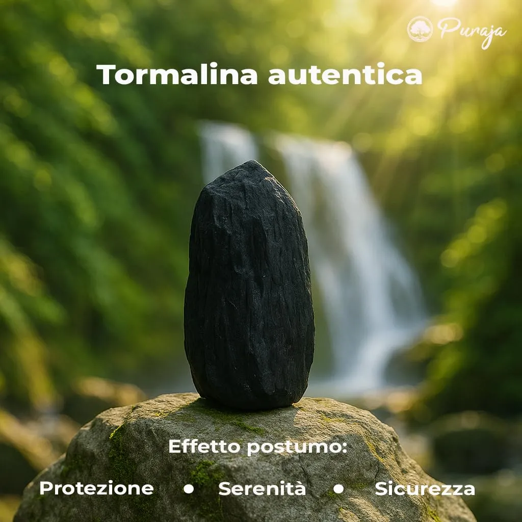 PURAJA Anello con pietra preziosa vera pietra naturale: Tormalina | Anello elastico antistress | Con perle da 3 mm in minerali di alta qualità - immagine 7