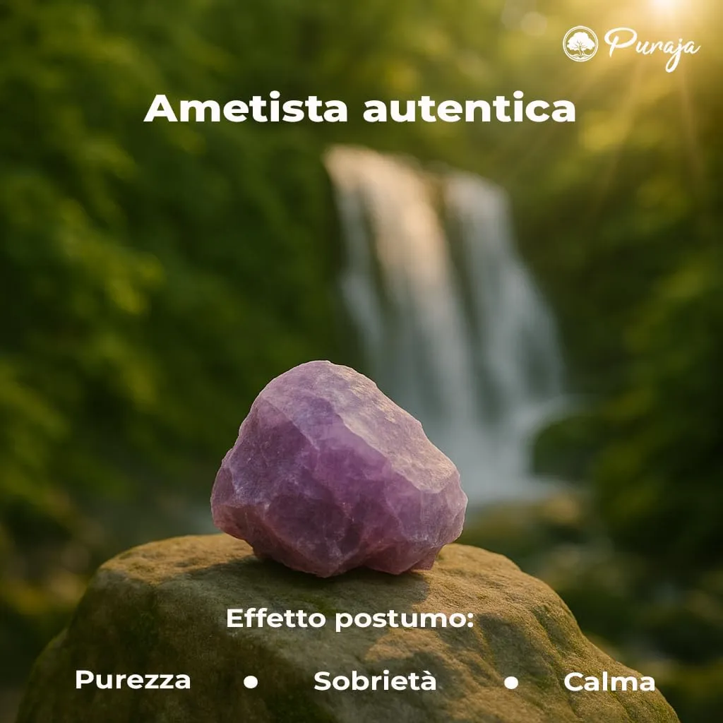 PURAJA Anello con pietra preziosa vera pietra naturale: Ametista | Anello elastico antistress | Con perle da 3 mm in minerali di alta qualità - immagine 7