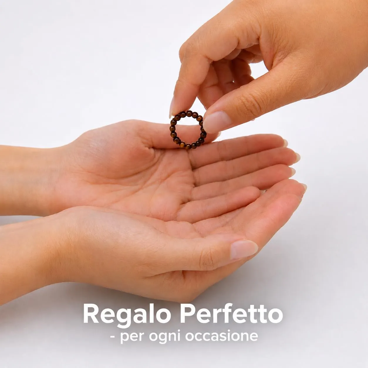 PURAJA Anello con pietra preziosa pietra naturale autentica: Occhio di tigre | Anello elastico antistress | Con perline da 3 mm realizzate con minerali di alta qualità - immagine 6