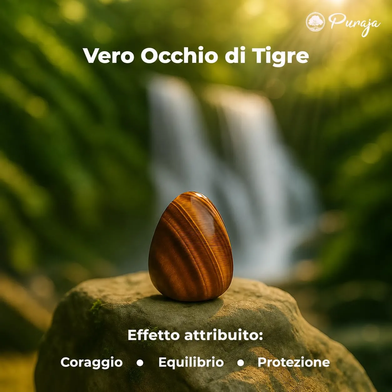 PURAJA Anello con pietra preziosa pietra naturale autentica: Occhio di tigre | Anello elastico antistress | Con perline da 3 mm realizzate con minerali di alta qualità - immagine 7