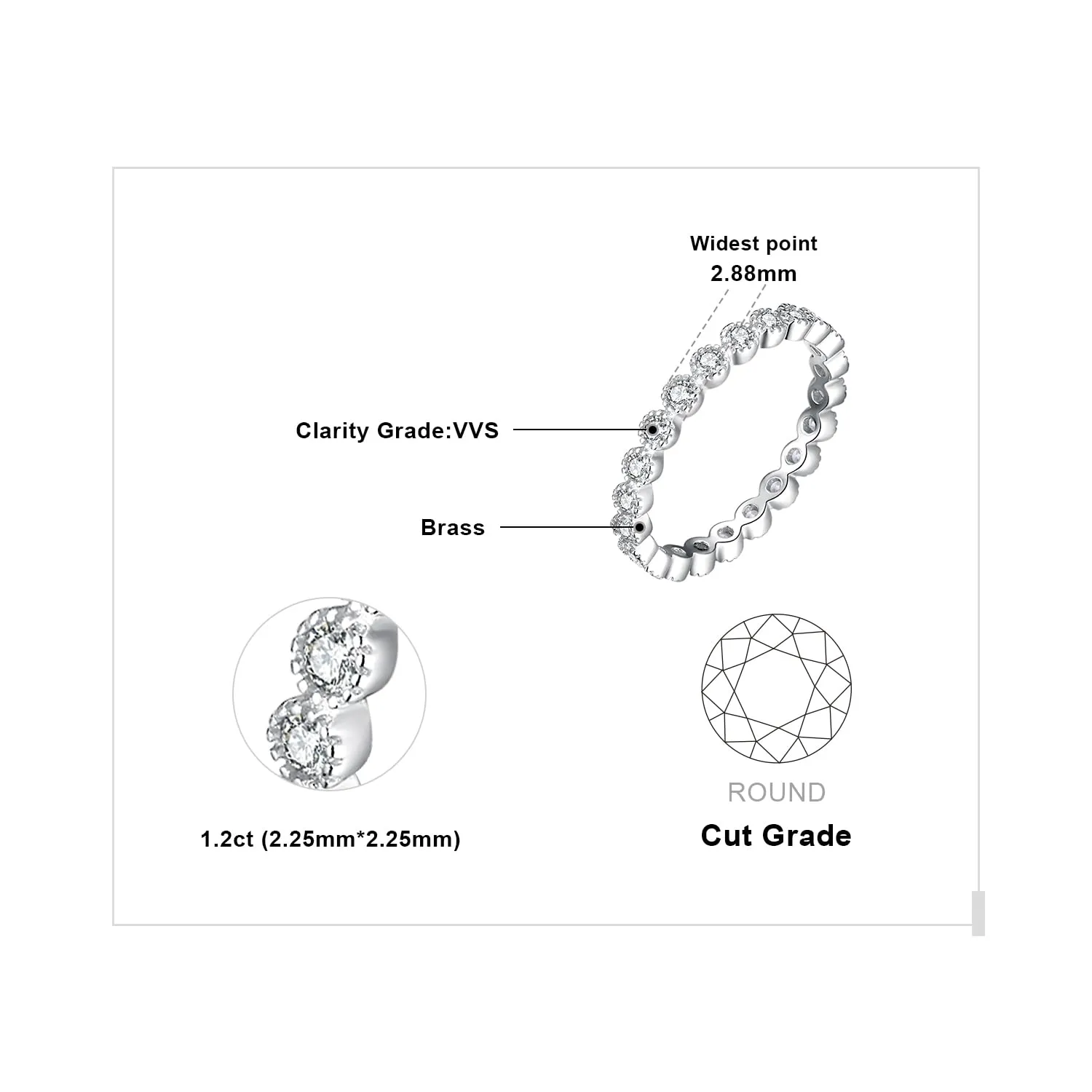JewelryPalace Classici Anelli Impilabili Donna placcato oro bianco 14K con Cubic Zirconia, Infinito Anello Donna placcato oro bianco 14K con Pietre Preziose, Fedi Matrimonio Set Gioielli Donna 14.5 - immagine 2