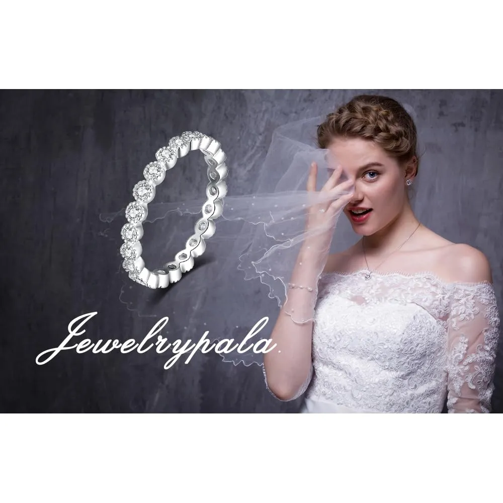JewelryPalace Classici Anelli Impilabili Donna placcato oro bianco 14K con Cubic Zirconia, Infinito Anello Donna placcato oro bianco 14K con Pietre Preziose, Fedi Matrimonio Set Gioielli Donna 19.5 - immagine 6