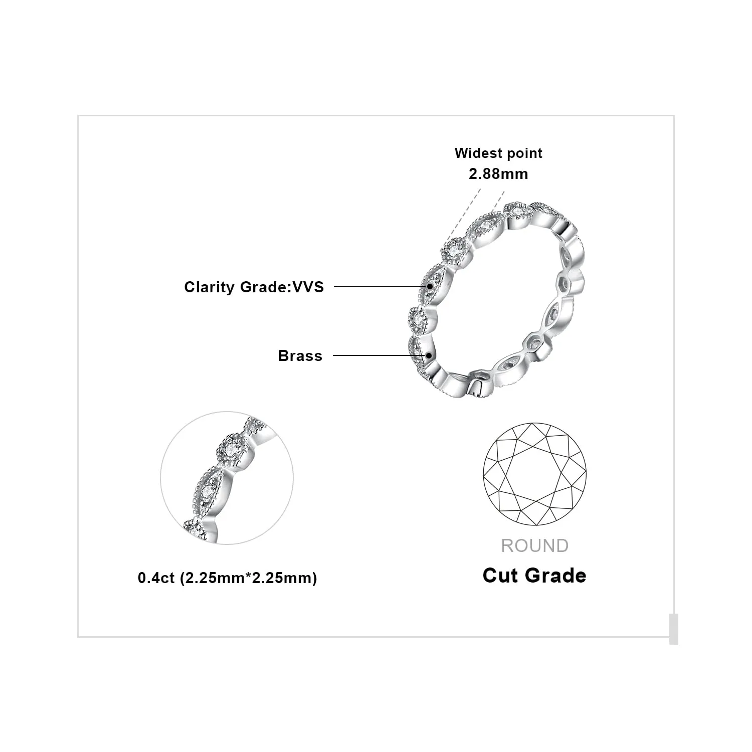 JewelryPalace Classici Anelli Impilabili Donna placcato oro bianco 14K con Cubic Zirconia, Marquise Anello Donna placcato oro bianco 14K con Pietre Preziose, Fedi Matrimonio Set Gioielli Donna 7 - immagine 2