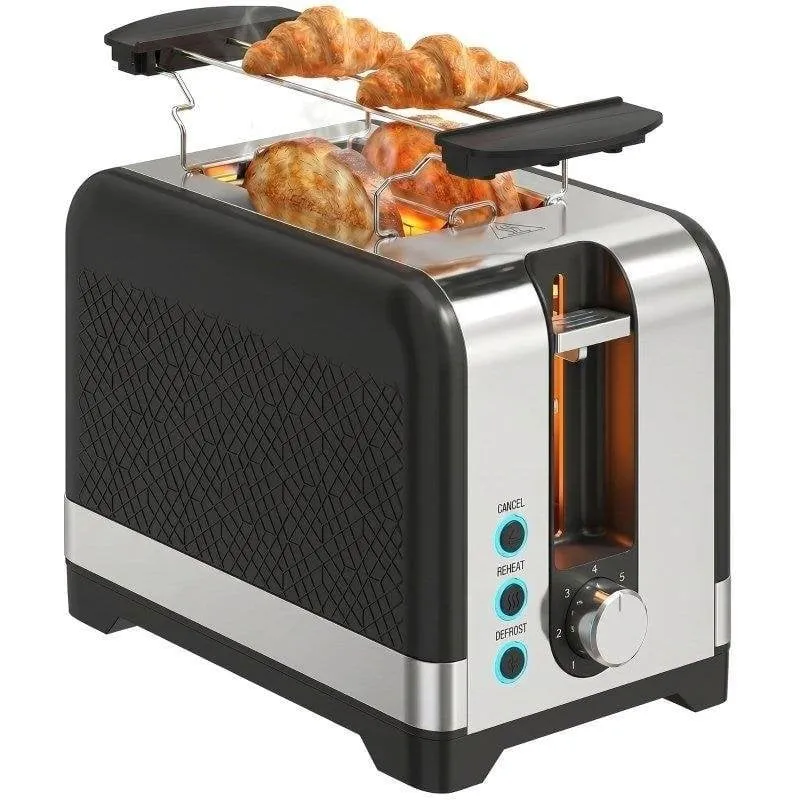 Tostapane Welltin 2 fessure 930 W 7 livelli Griglia scaldapane Nero - immagine 1