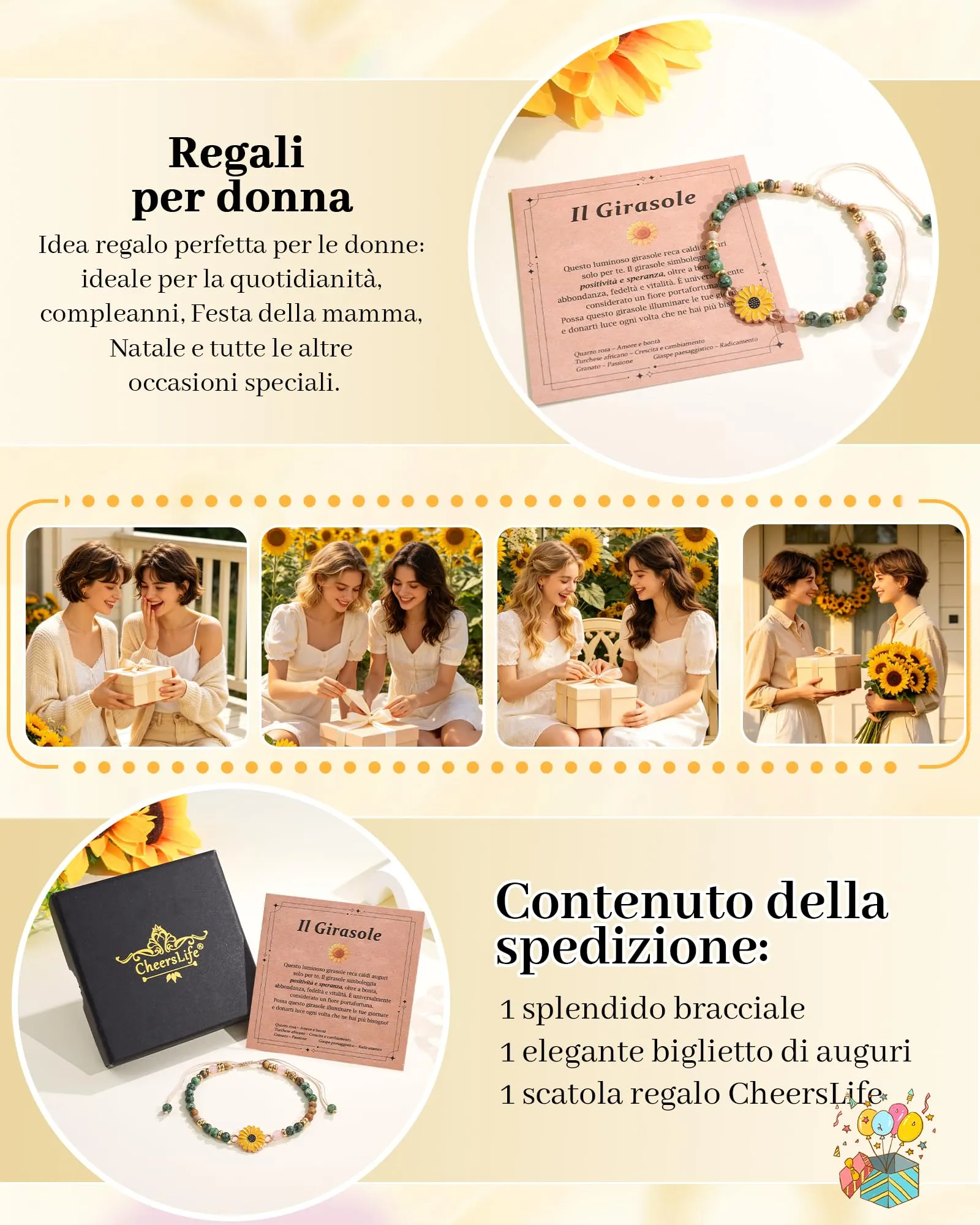 CheersLife Bracciale Donna Bracciale Pietre Naturali Donna - immagine 6
