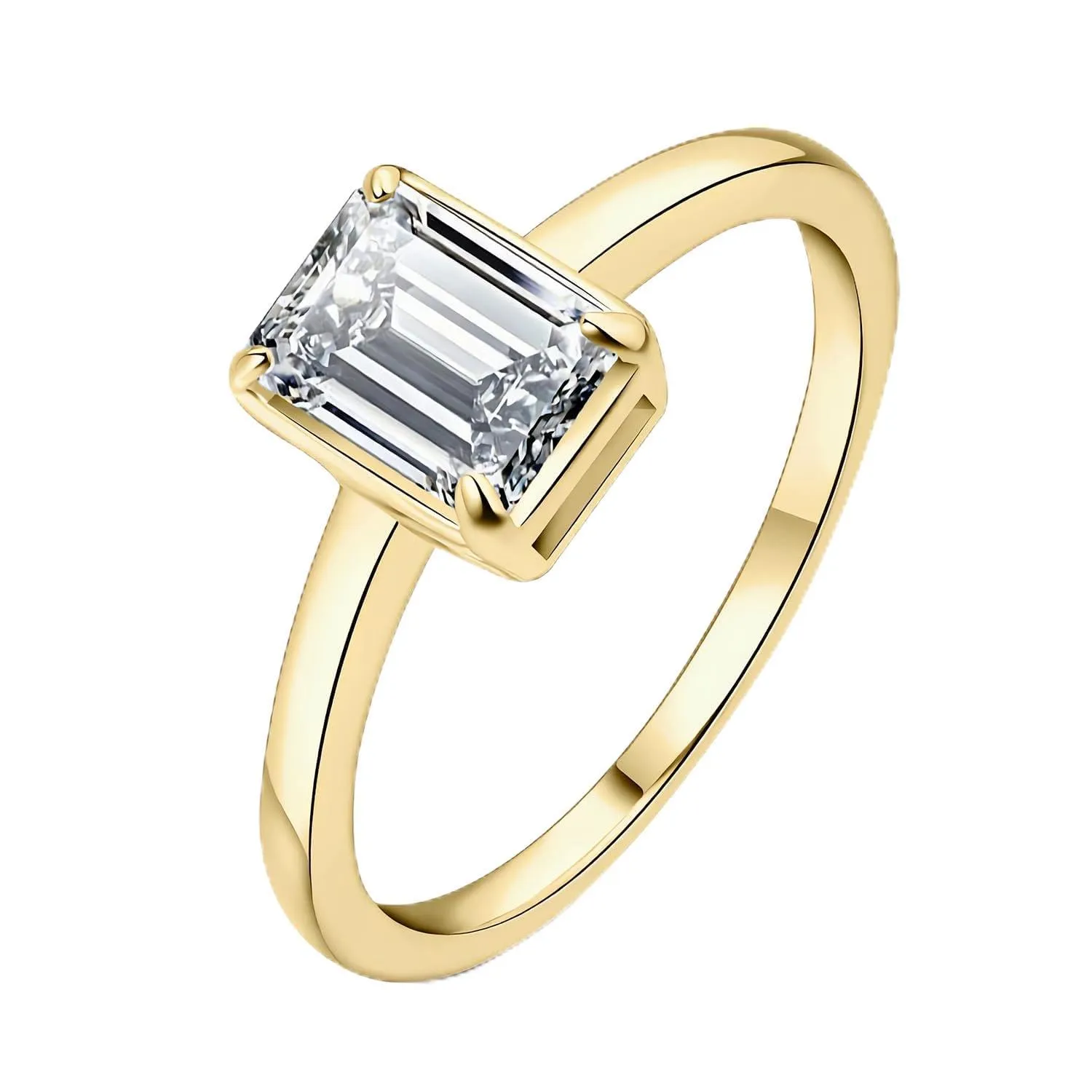 JewelryPalace 1ct Anello Solitario Donna placcato oro giallo 14K con Creato Moissanite, Diamante Simulato Anelli Dorati con Pietra Smeraldo, Semplice Fedine Fidanzamento in Oro Set Gioielli Donna 9.5 - immagine 1