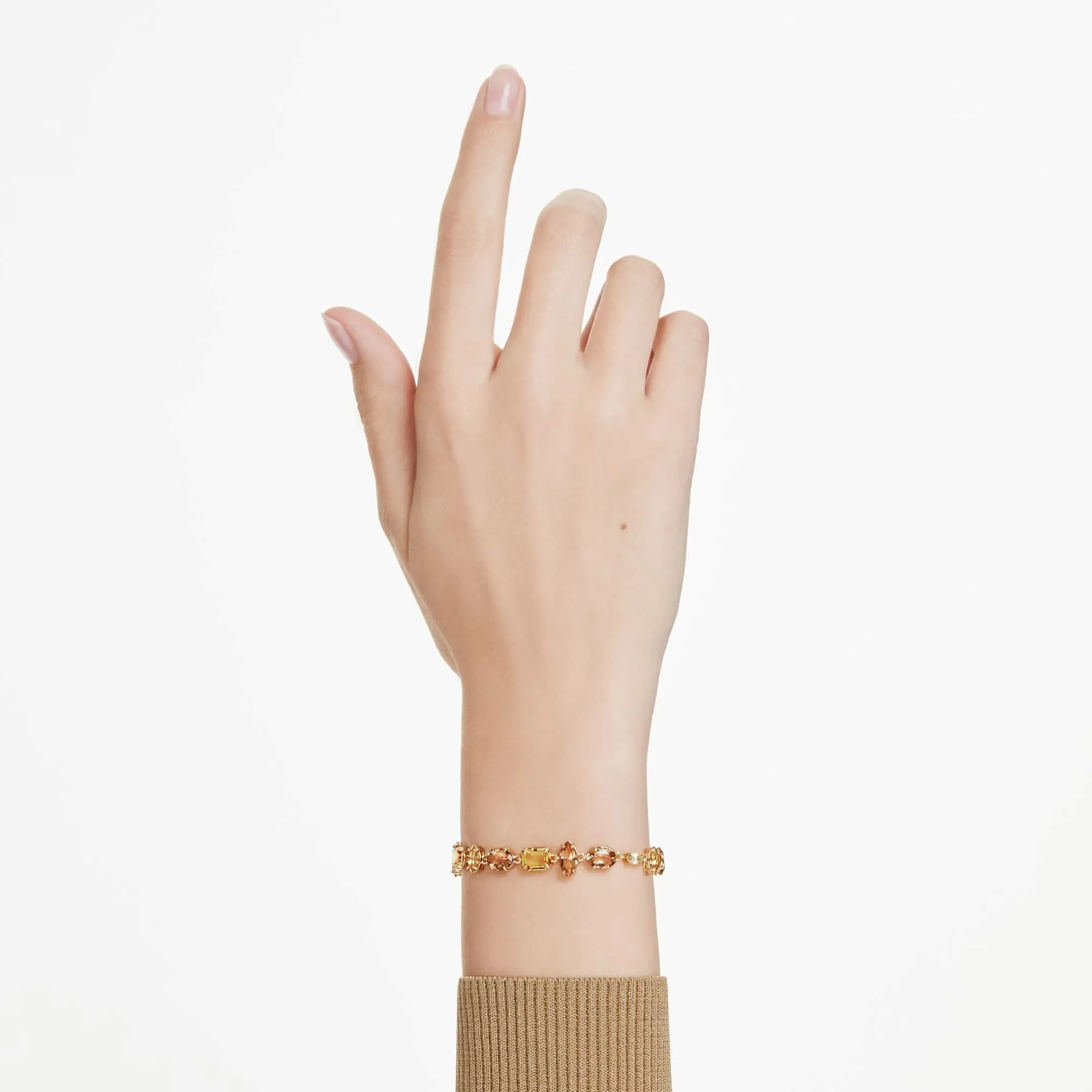 Swarovski Braccialetto Gema, Taglio misto, Giallo, Finitura oro 18K - immagine 5
