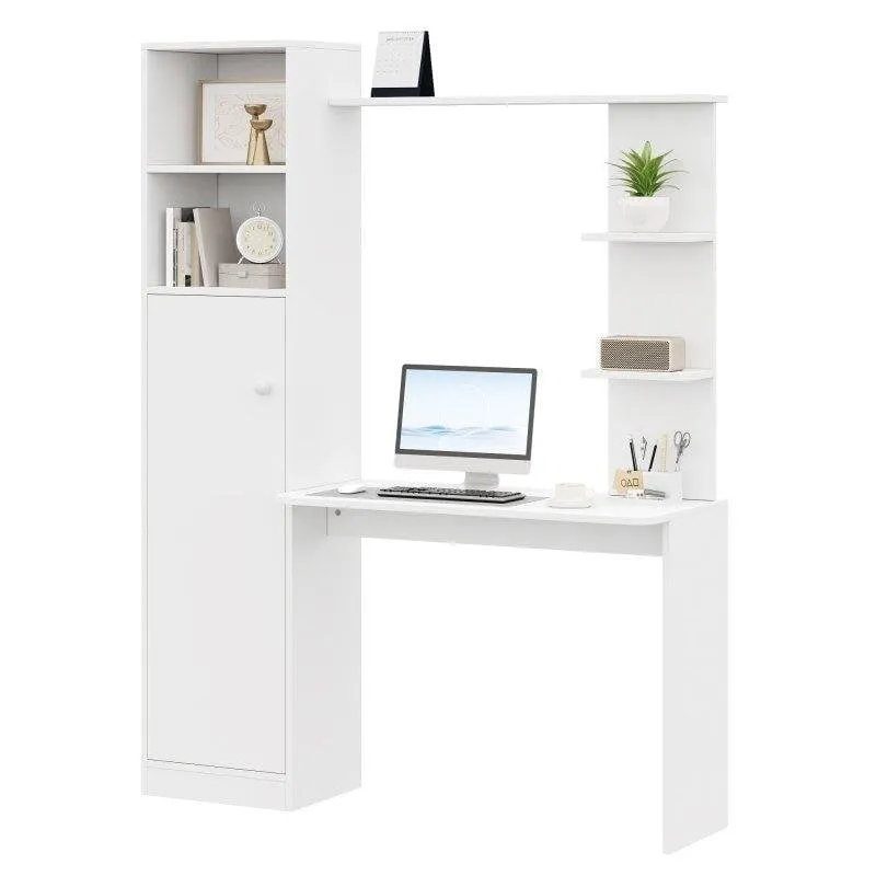 Scrivania Welltin 123x45 cm con Ripiano e Armadio Integrato - immagine 1