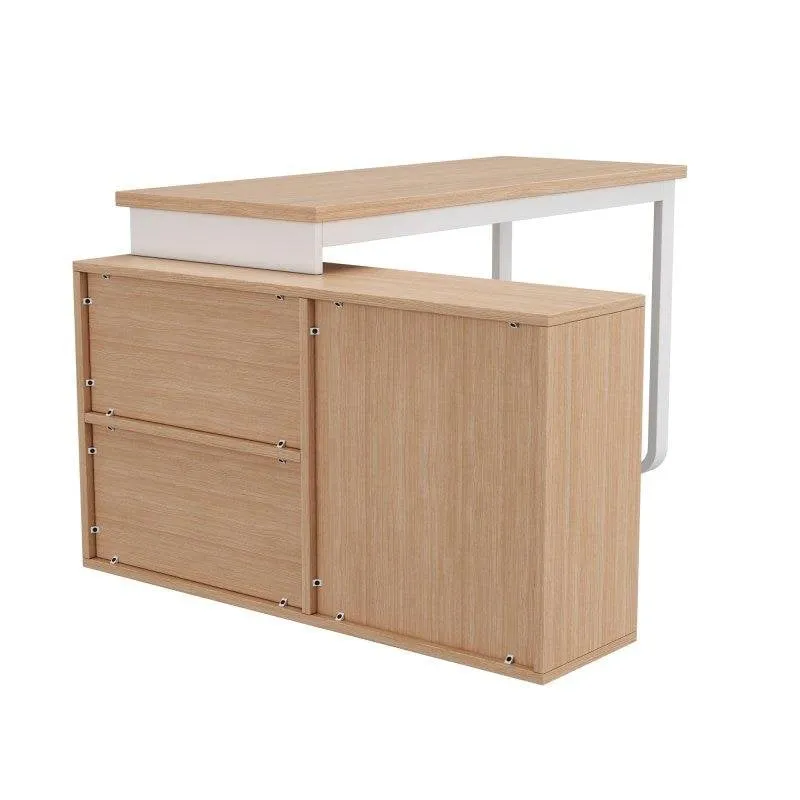 Scrivania Welltin NK000106AAN 147x100cm 3 cassetti 2 ripiani Legno naturale - immagine 1