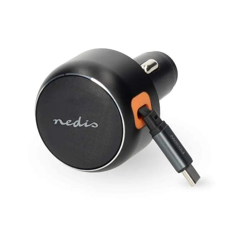 Caricatore accendisigari veicolo NEDIS CCH1C30WBK USB-C retrattile - immagine 1