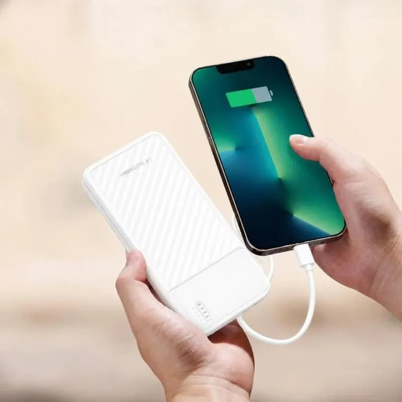 Powerbank Wozinsky W11-W 10000 mAh LED con cavi integrati - immagine 1