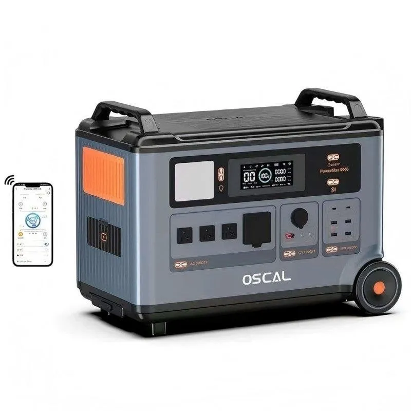 Stazione di energia OSCAL PowerMax 6000 3600Wh 14 porte Batteria LiFePO4 Modulare - immagine 1