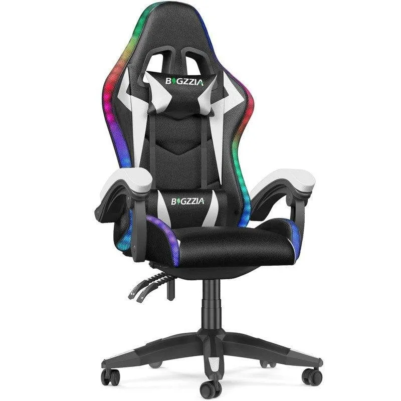 Sedia Gaming Naspaluro LED RGB Bianco Nero - immagine 1