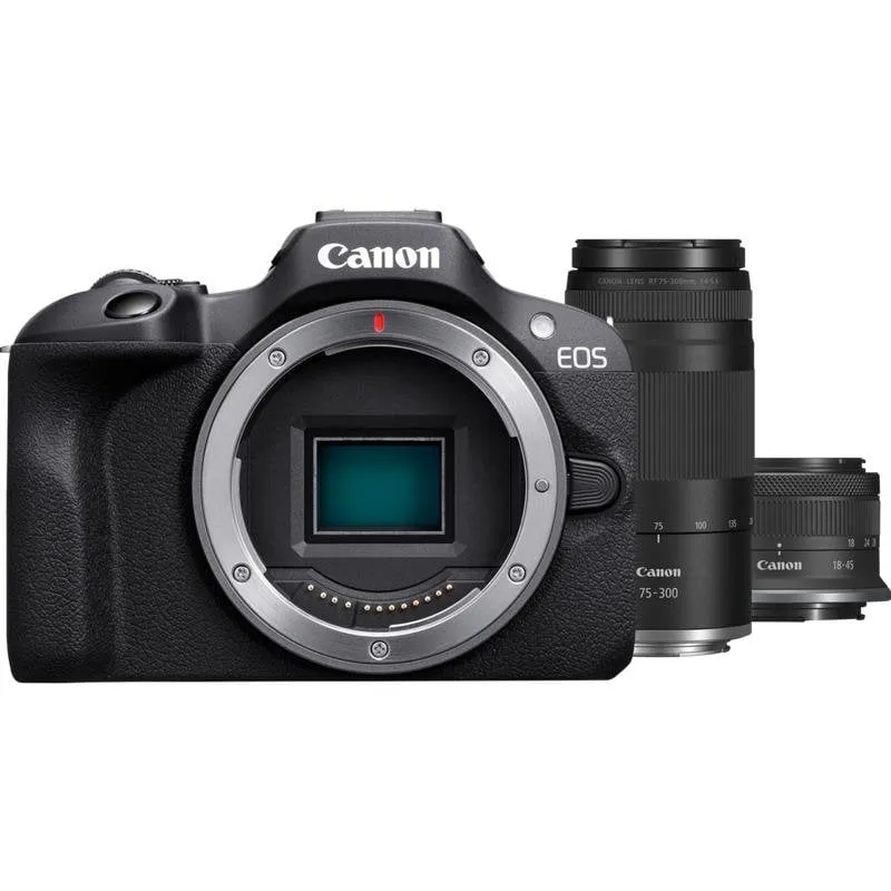 Fotocamera Mirrorless Canon EOS R100 24.1MP 18-45mm + 75-300mm WiFi Bluetooth - immagine 1
