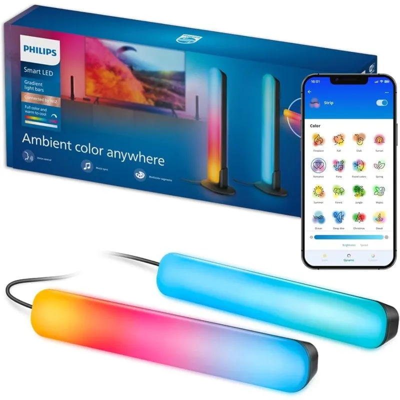 Barra LED intelligente Philips Smart Lighting RGBIC WiFi controllo App WiZ Connect - immagine 1