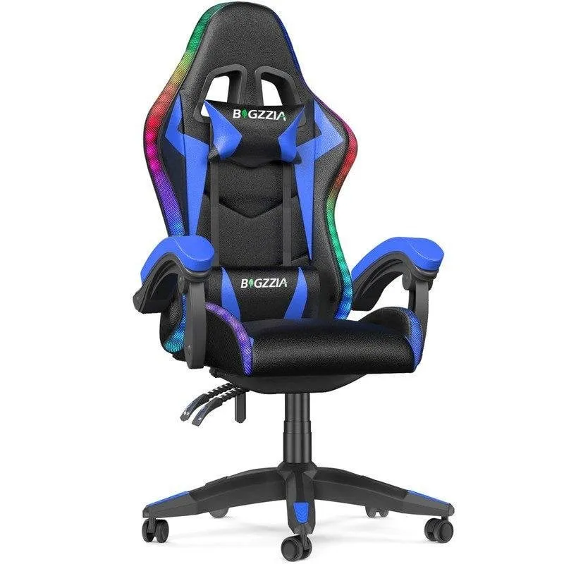 Sedia Gaming LED RGB Naspaluro Blu Reposo Testa e Lombare - immagine 1