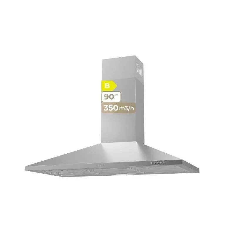 Campana extractora Evvo CE25 Pyramid Canalizzazione 90cm inox con LED - immagine 1