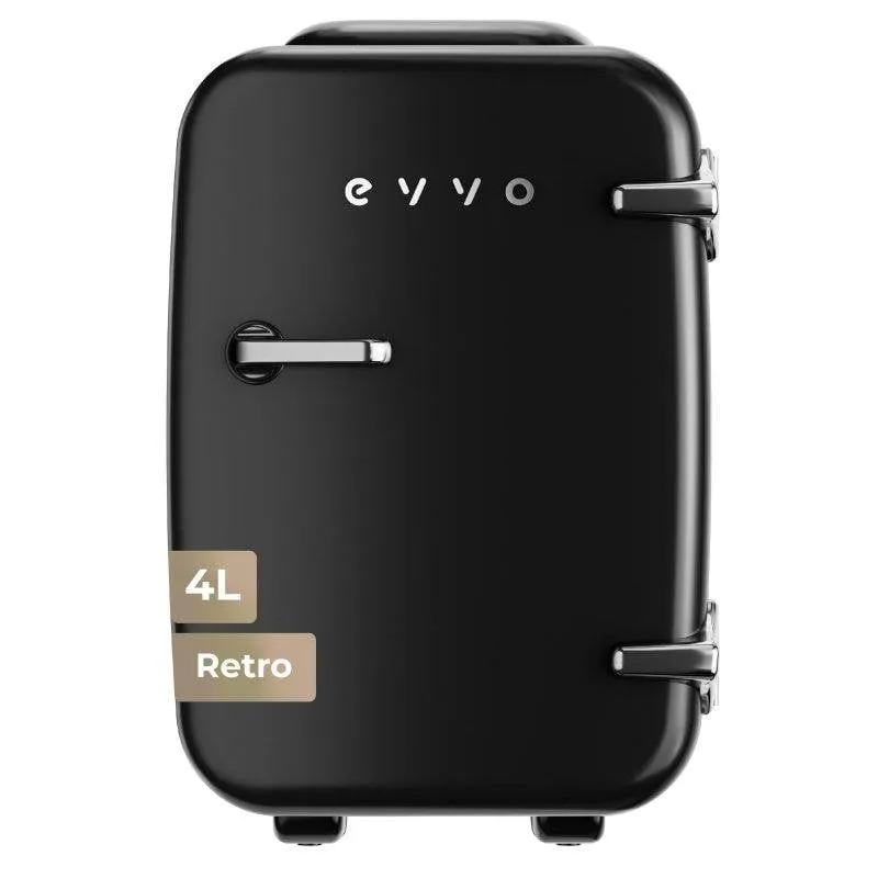 Frigorifero Portatile EVVO F4BK 4L Retro Nero Freddo Caldo 12V 220V Silenzioso - immagine 1