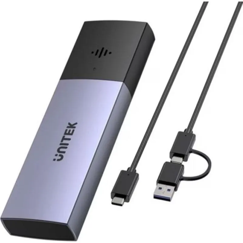 Caja PC Unitek S1251AGY01 M.2 Alluminio Grigio con LED e USB Tipo-C - immagine 1