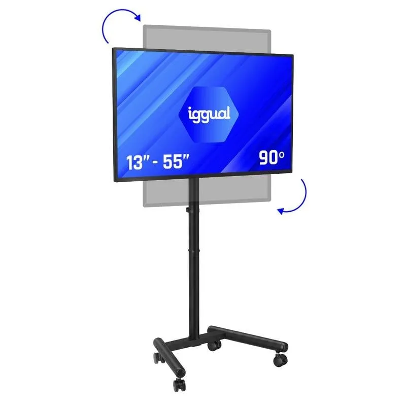 IGGUAL SRTV55 Supporto TV da pavimento con ruote 13 a 55" VESA 75x75 a 200x200 Max 20Kg - immagine 1