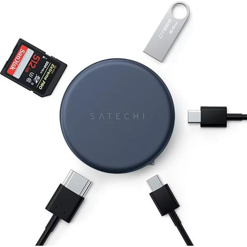 Hub USB-C OntheGo 5 porte blu HDMI 4K 60W - immagine 1