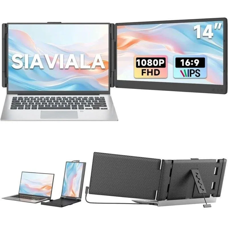 Monitor PC Siaviala P6 14" FullHD IPS Doppio Schermo Portatile Type-C HDMI - immagine 1