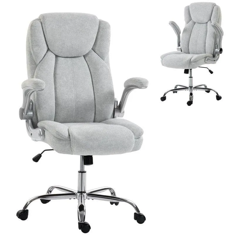 Sedia da Ufficio Ergonomica Welltin 921-955V00CW Velluto Crema Braccioli Ribaltabili 120 kg - immagine 1