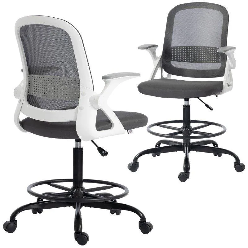 Sedia da ufficio Welltin T1008-01-10407 rete grigia braccioli ribaltabili - immagine 1