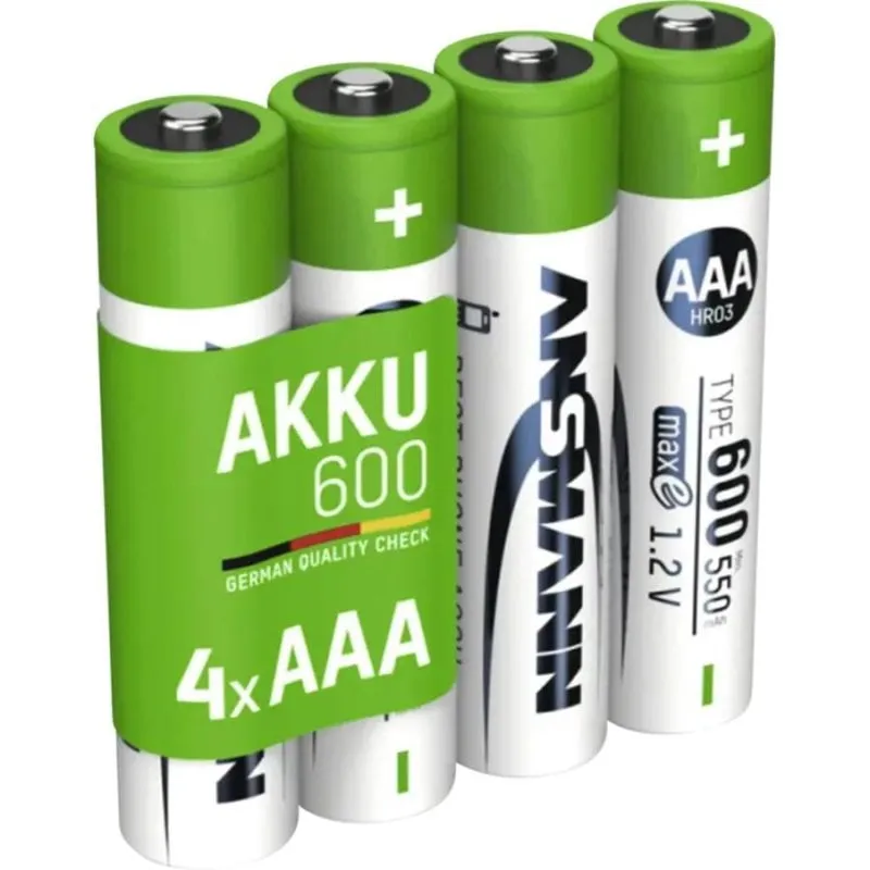 Pila AAA ANSMANN 1311-0022 NiMH 550 mAh 4 pezzi - immagine 1