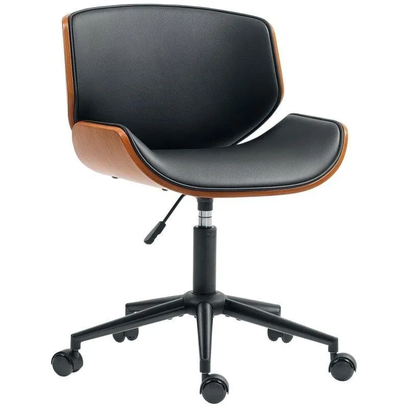 Sedia da Scrivania Ergonomica Vintage Legno Curvo PU - immagine 1