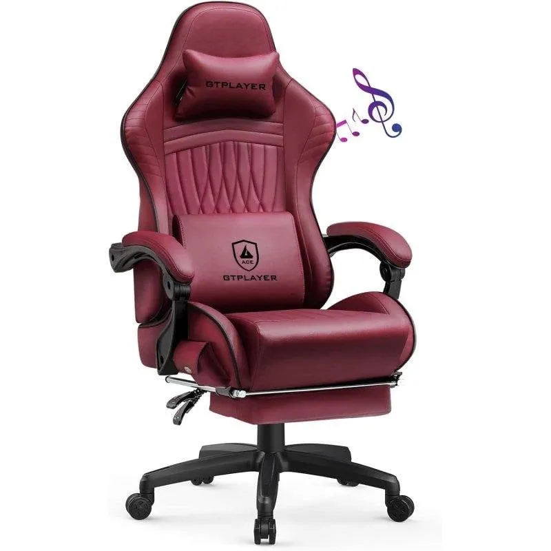 Sedia Gaming GTPLAYER Ergonomica Altoparlanti Poggiapiedi Rosso Vino - immagine 1