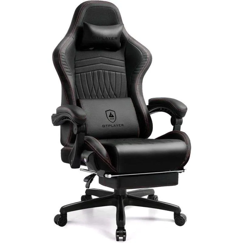 Sedia Gaming GTPLAYER Reposapiedi Altoparlanti 151kg Nero-Rosso - immagine 1
