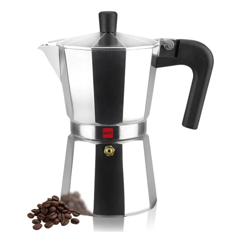 Caffettiera italiana Magefesa Kenia alluminio nero argento 12 tazze - immagine 1