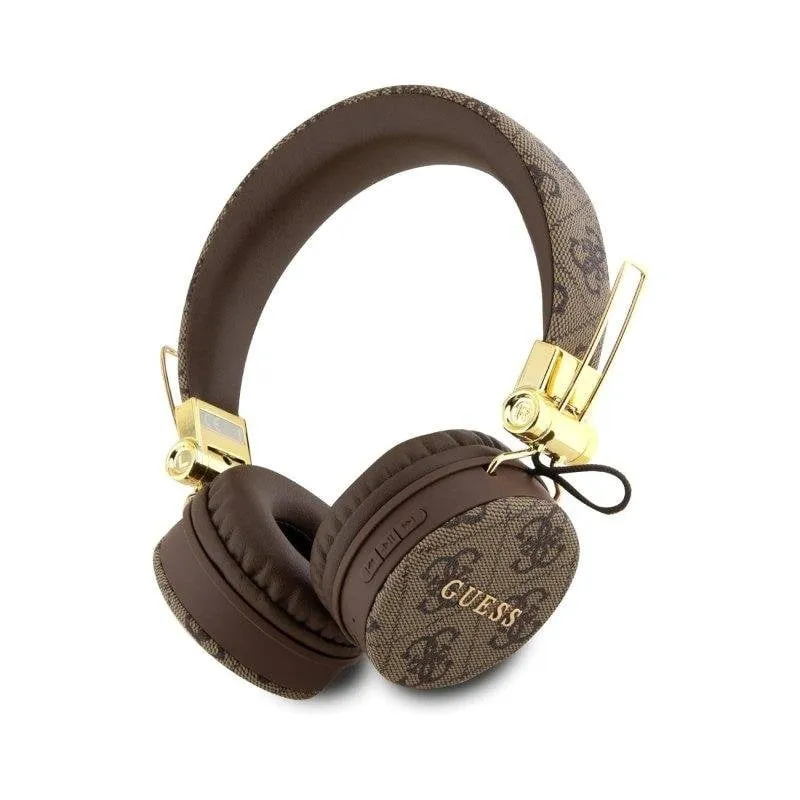 Cuffie Bluetooth Guess Logo 4G classiche wireless marroni - immagine 1