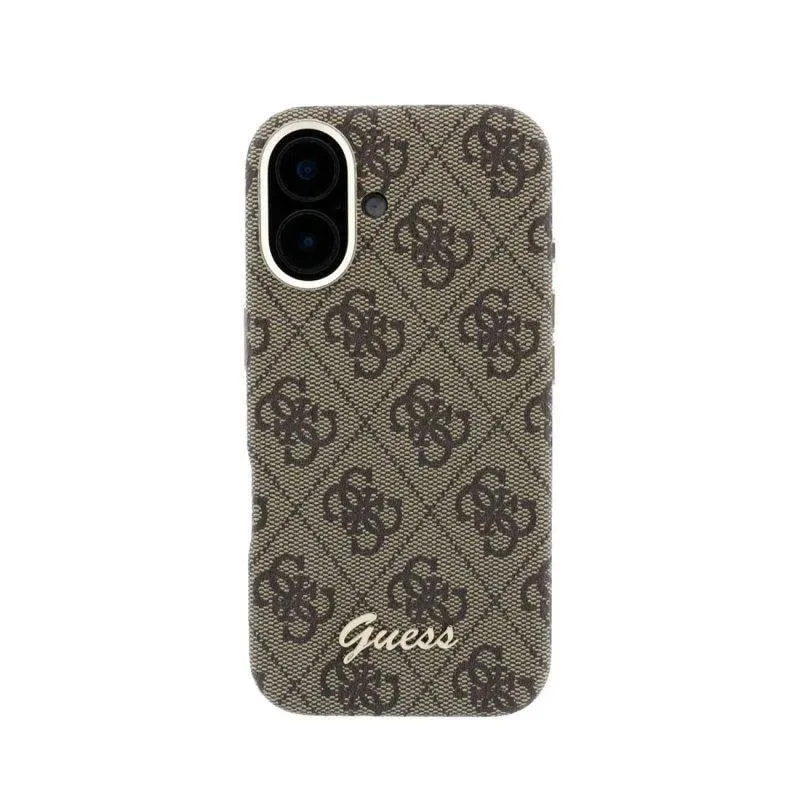 Custodia per cellulare Guess Polipelle Marrone Logo in Rilievo per iPhone 16 - immagine 1